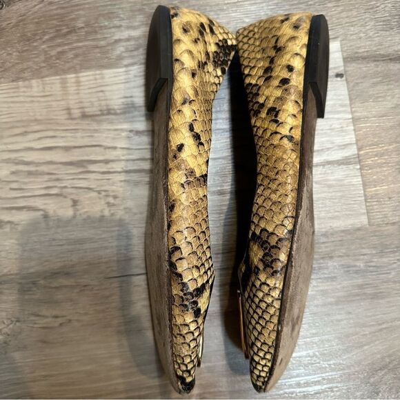TORY BURCH Ballet Flats Size 6.5 Leather Georgia Snakeskin Animal Print - Picture 9 of 12